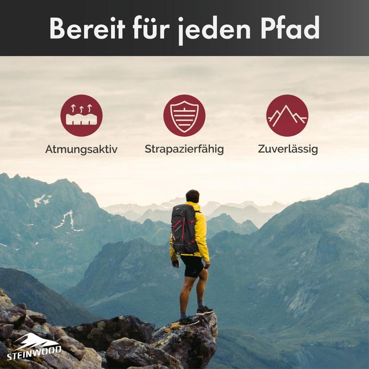 Produktbild Steinwood Wanderrucksack 35L - Wasserabweisend, mit Regenschutz & Rückenbelüftung (36 l)