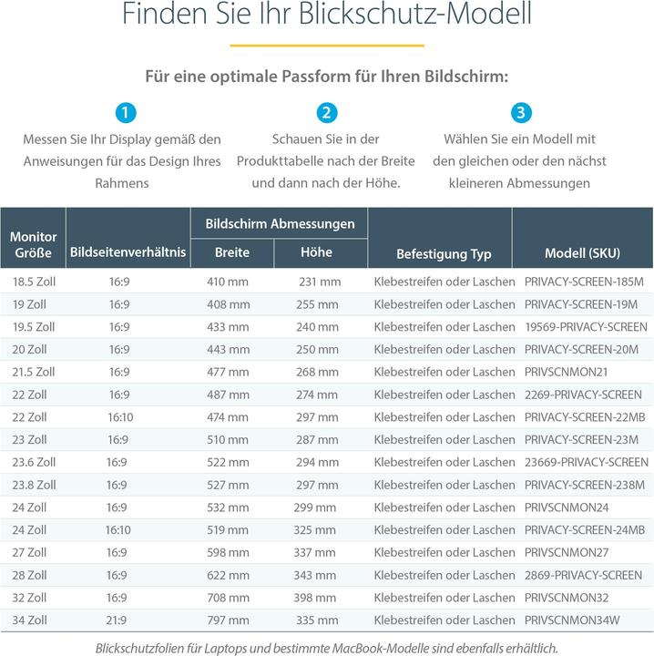 Produktbild StarTech PRIVACY-SCREEN-24MB Blickschutzfilter Rahmenloser -Privatsphärenfilter (24 Zoll) (24", 16 : 10)