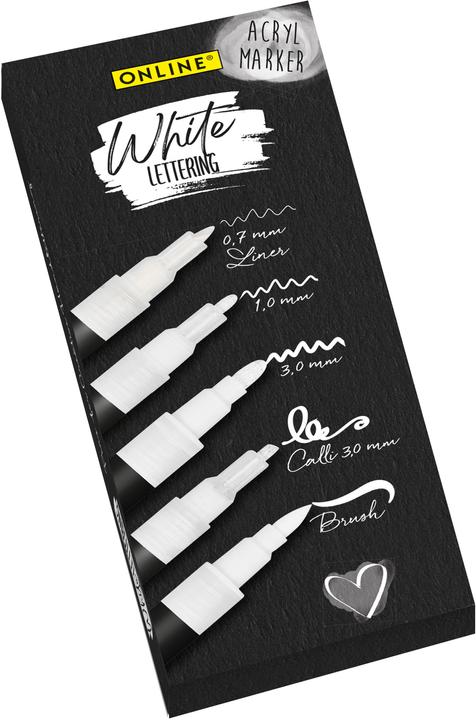 Online Acrylmarkeretui (Weiss, 3 mm, 5 x)