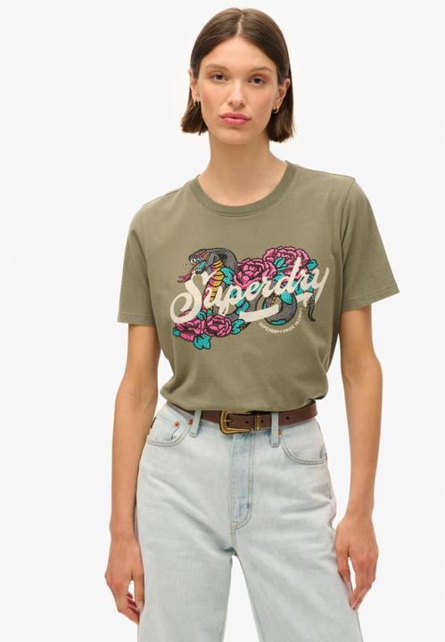 Produktbild Superdry lässiges t-shirt, damen tattoo script (XS)