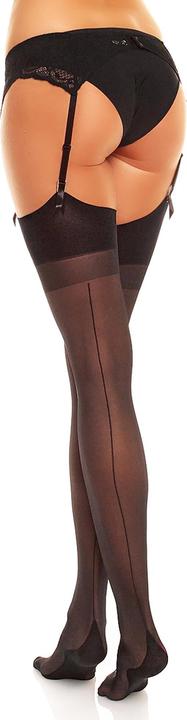 Actual product image Glamory Delight 20 suspender stockings with seam, colour black, size 40-42 (20 DEN, 40 - 42)