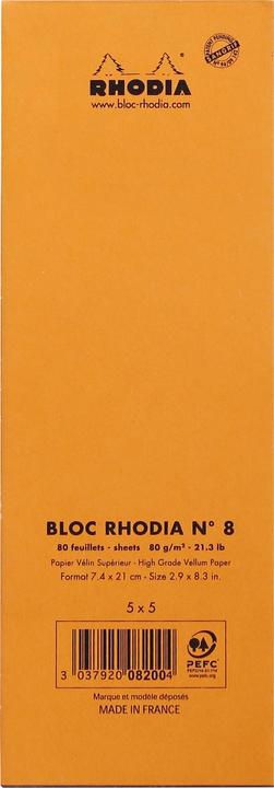 Actual product image Rhodia Blocks stapled 80g Basics (A4, Checked, Soft cover)