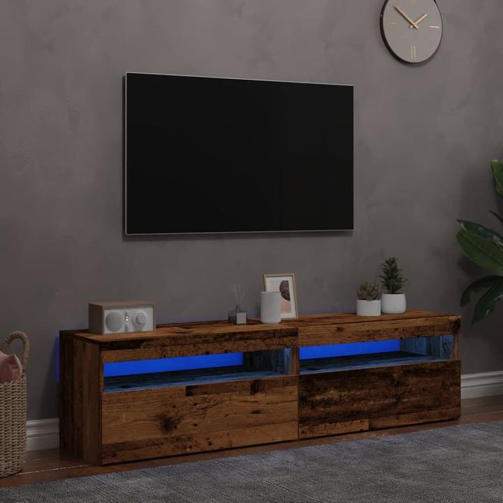 Image du produit VidaXL TV Schrank Lowboard Fernsehschrank Fernsehtisch LED 2 Stk. Altholz-Optik (75 x 35 x 40 cm)