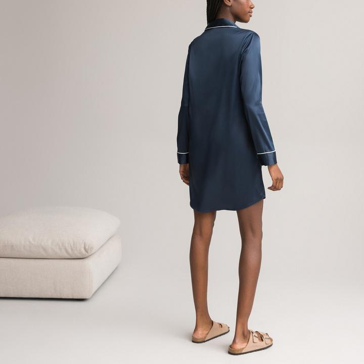 Image du produit La Redoute Collections Chemise de nuit à manches longues en satin (44)