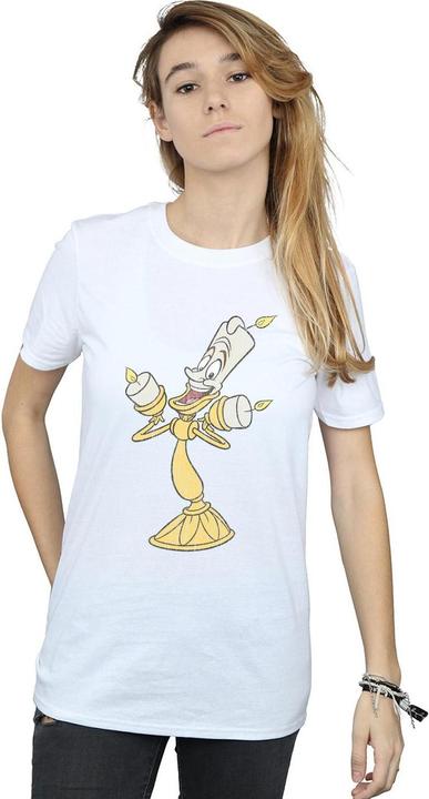 Actual product image Disney Womens/Ladies Beauty And The Beast Lumiere Distressed Cotton Boyfriend T-Shirt (M)