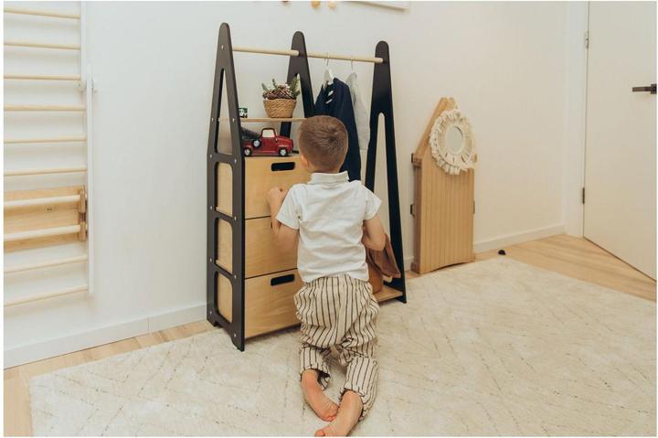 Image du produit Duck Woodworks Porte-manteau pour enfants avec tiroirs