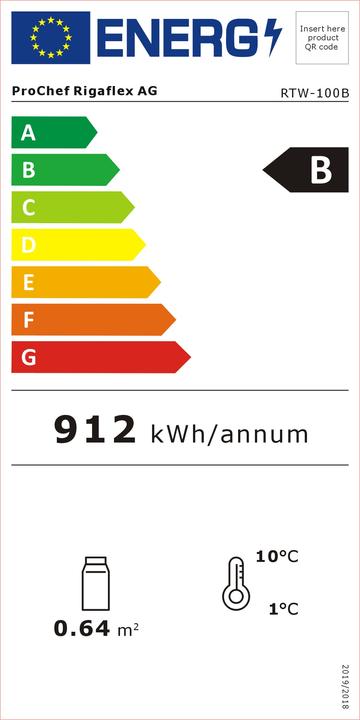 Energie-Label ProChef Tisch-Kühlvitrine RTW-100B 100 l (100 l)