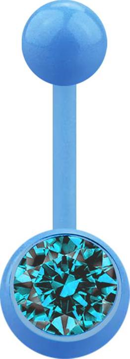 Actual product image Star Piercing Banana light blue with ball and ball crystal aqua (Acrylic, without brass)