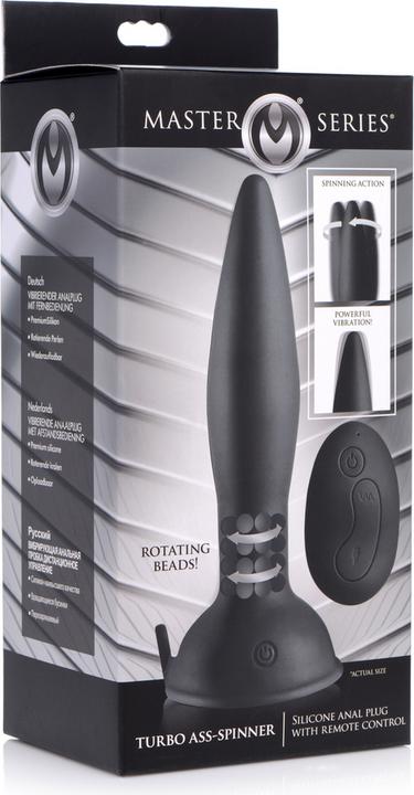 Actual product image Master Series Turbo Ass Spinner Silicone Anal Plug with Remote Control