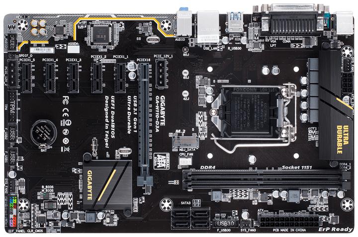 Produktbild Gigabyte H110-D3A Bitcoin Edition (LGA 1151, Intel H110, ATX)