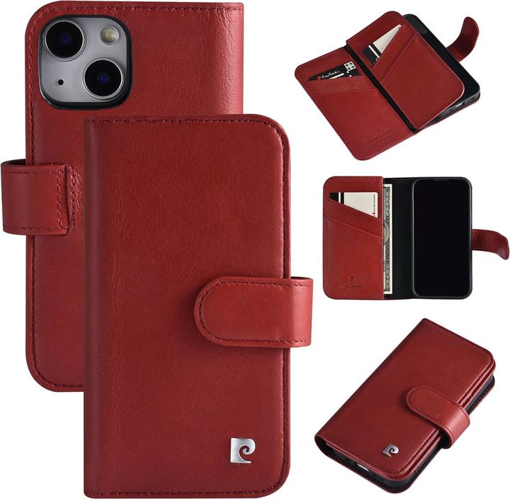Produktbild Pierre Cardin Case iPhone 13 Mini - Echt Leder Book Case rot & 6 Kartenfächer (Apple iPhone 13 mini)