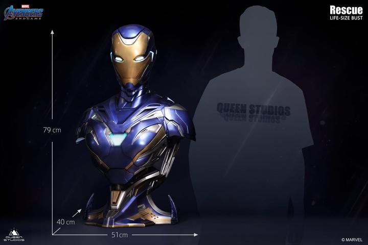 Actual product image Queen Studios Marvel's Avengers "Iron Man MK49 - Rescue Suit" 1/1 Lifesize Bust