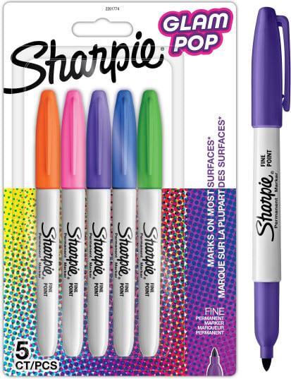 Actual product image Newell Sharpie - Permanent Marker Fine Glam Pop 5-Blister (2201774) (Multicoloured, 0.90 mm, 5 x)
