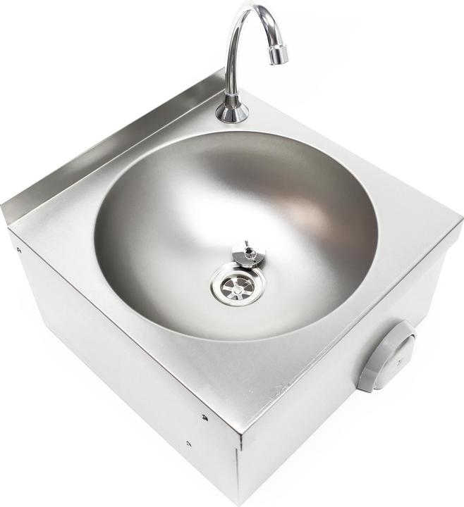 Produktbild XPOtool Gastro Waschbecken Edelstahl rund Kniebedienung Handwaschbecken Spüle (400 mm, 400 mm)