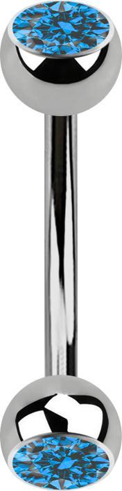Immagine prodotto Star Piercing Banane silber mit zwei Kugeln Kristall hellblau (senza ottone, Titanio G23)