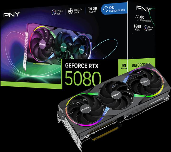 Actual product image PNY GeForce RTX 5080 ARGB Epic-X RGB Overclocked Triple Fan (16 GB)