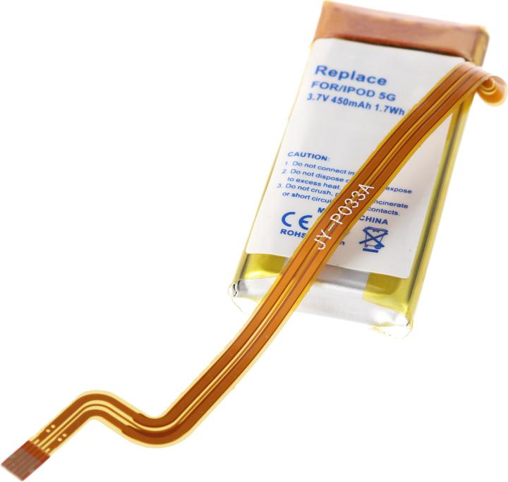 Actual product image AccuCell Battery iPod 5G 30GB 616-0230, EC008-2 (Device specific, 450 mAh)