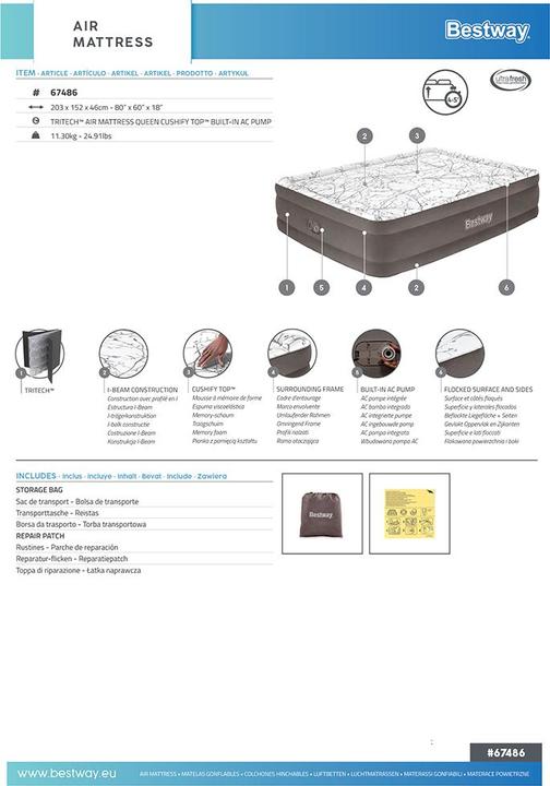 Produktbild Bestway Air Bed Queen (150 x 200 cm)