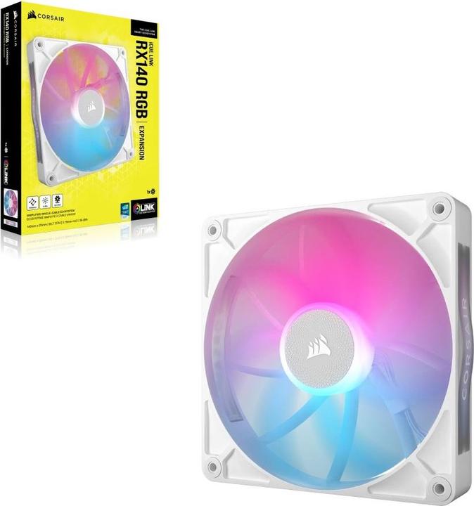 Produktbild Corsair RX RGB Series, iCUE LINK RX140 RGB White, 140mm RGB Fan, Single Fan (140 mm, 1 x)