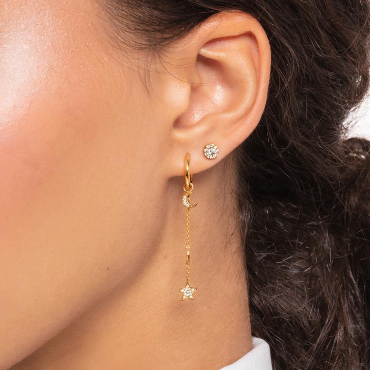 Actual product image Thomas Sabo Single Creole with Moon Pendant Gold (Silver 925)