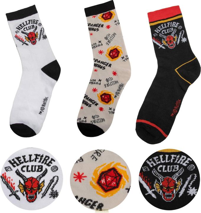 Produktbild Cinereplicas Stranger Things: Hellfire Club Socken (3 Paare (3er Pack, 40)
