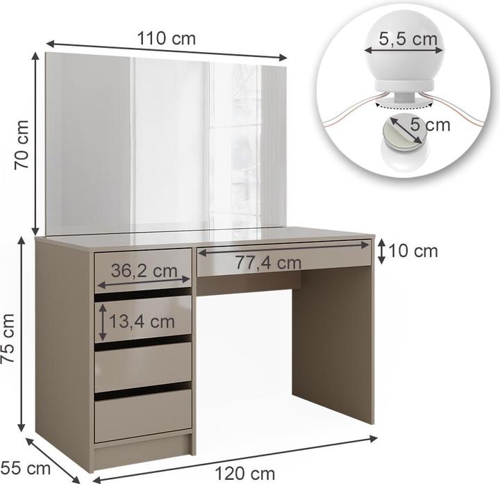 Actual product image Vicco Sherry with lighting (120 x 75 x 55 cm)