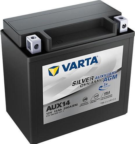 Image du produit Varta AUX14 SILVER AUXILIARY DYNAMIC AGM 513 106 020 Batterie d'appoint 13Ah (12 V, 13 Ah, 200 A)
