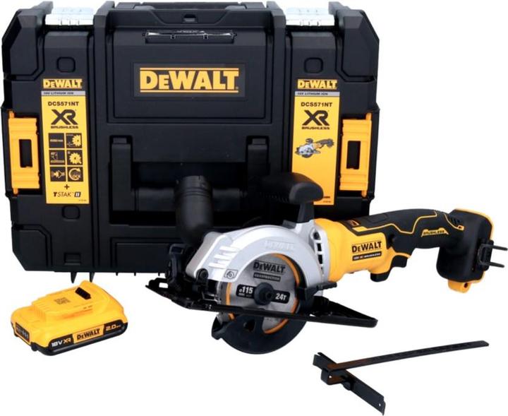 Productafbeelding DeWalt DCS 571 Accu handcirkelzaag 18 V 115 mm Brushless+ 1x accu 2.0 Ah + TSTAK - zonder lader