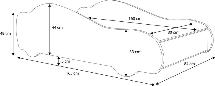 Produktbild ADRK Furniture Bett mit Matratze und Beleuchtung LED AUTO 4x4 160x80 (160 x 80 cm)
