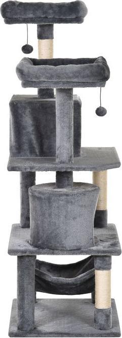 Image du produit Swisshandel24 Arbre à gratter Arbre à grimper Meubles pour chat Grotte à chat avec poteaux en sisal, 60 x 50 x (145 cm, Gris)