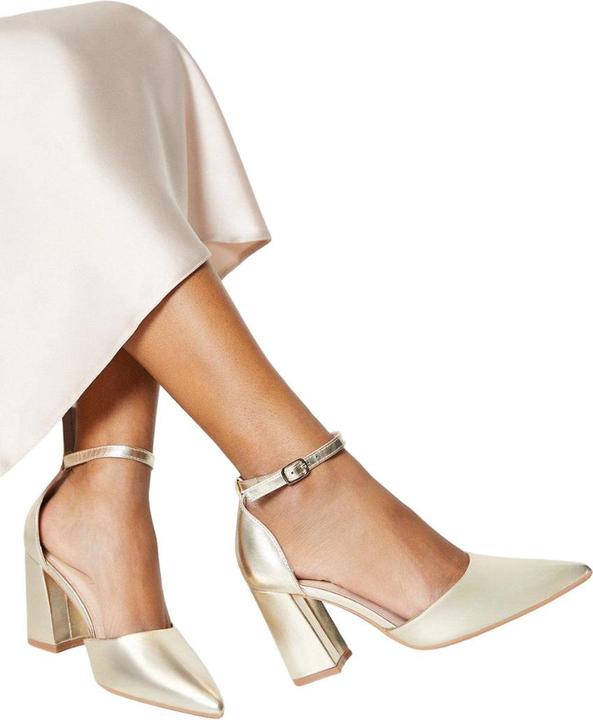 Actual product image Dorothy Perkins Womens/Ladies Blanche Pointed Ankle Strap High Block Heel Court Shoes (39)