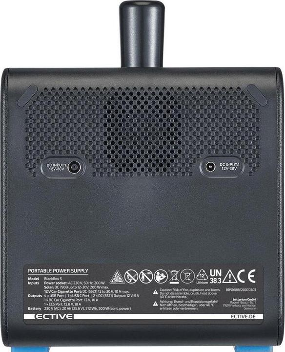Immagine prodotto Ective BlackBox 5 Lithium Powerstation 500W 512Wh Batteria con USB 12V 230V Camping (512 Wh, 8.50 kg)