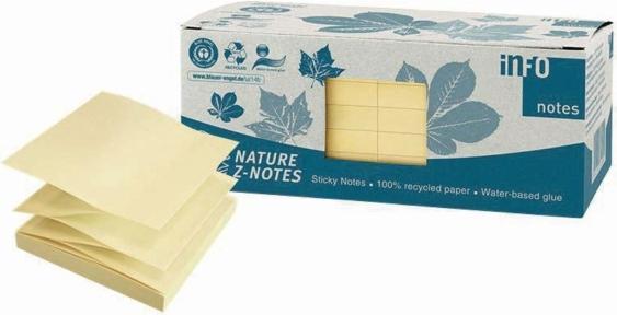 Produktbild Recycling Haftnotizen Standard 5644-11BOX gelb 12 Blöcke (75 x 75 mm)