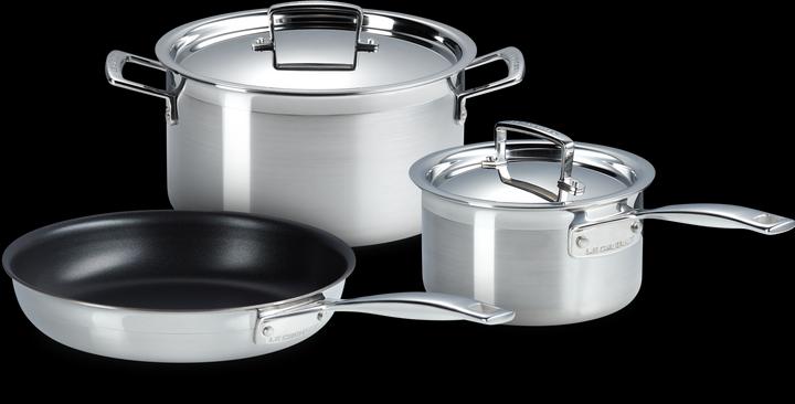 Le Creuset 3-PLY 3-TLG. KOCHSET (24 cm, Pfannenset + Topfset, Edelstahl)
