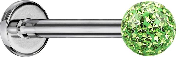 Actual product image Star Piercing Micro Labret silver with crystal ball light green and epoxy protective layer (without brass, Titanium G23)
