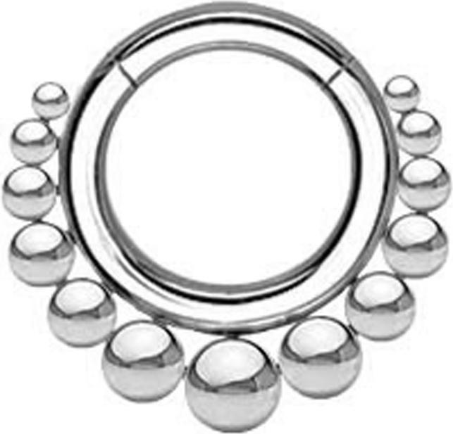 Star Piercing Segmentring klappbar silber Kugeln (ohne Messing, Chirurgenstahl 316L)