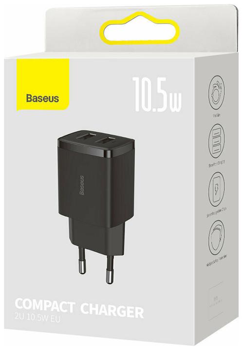 Productafbeelding Baseus Compacte lader 2U 10,5W EU Zwart (10.50 W)