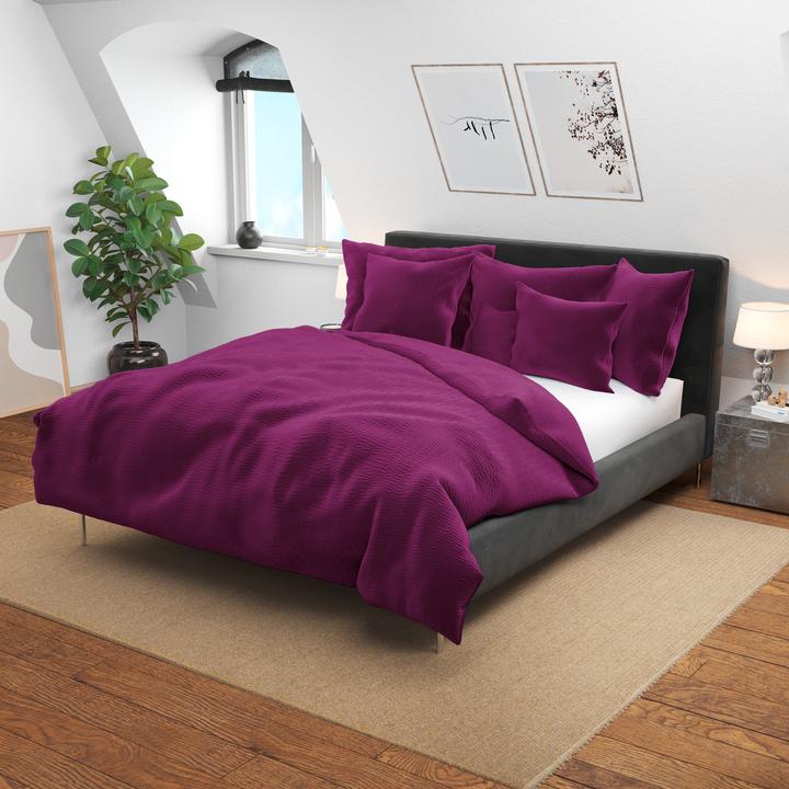 Image du produit Lotus Bettwaren Parure de lit en satin seersucker uni (Housse de couette, 200 x 210 cm)