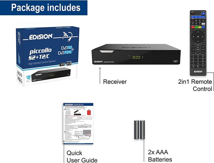 Produktbild Edision Piccollo S2+T2C (6 GB, DVB-S2, DVB-T2, DVB-C, CI-Schacht)
