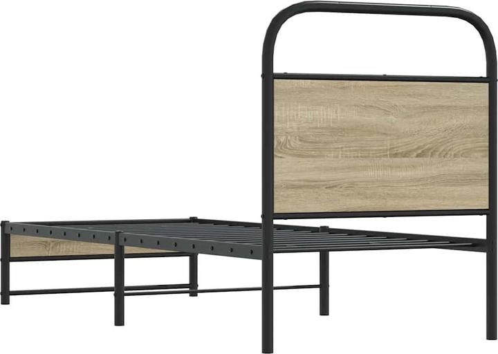 Produktbild VidaXL Bettgestell ohne Matratze 90x200 cm Räuchereiche Holzwerkstoff (90 x 200 cm)