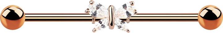 Immagine prodotto Star Piercing Barbell rosegold mit Schmetterling (Acciaio chirurgico 316L, Ottone)