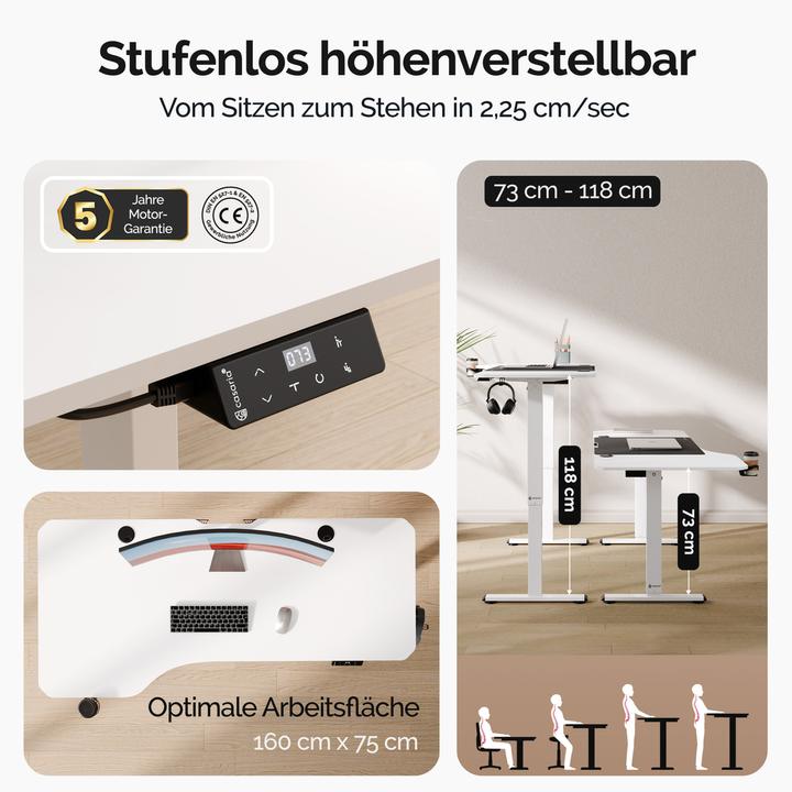 Produktbild Casaria Höhenverstellbarer Schreibtisch