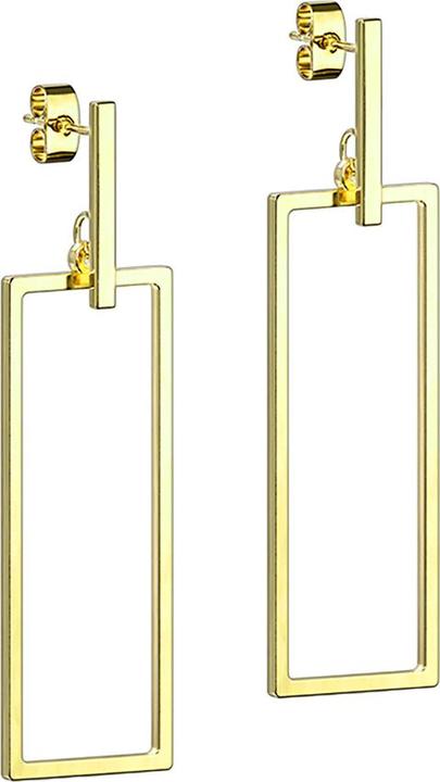 Produktbild Star Piercing Ohrstecker vegoldet Balken Anhänger langes Viereck (ohne Messing, Chirurgenstahl 316L)