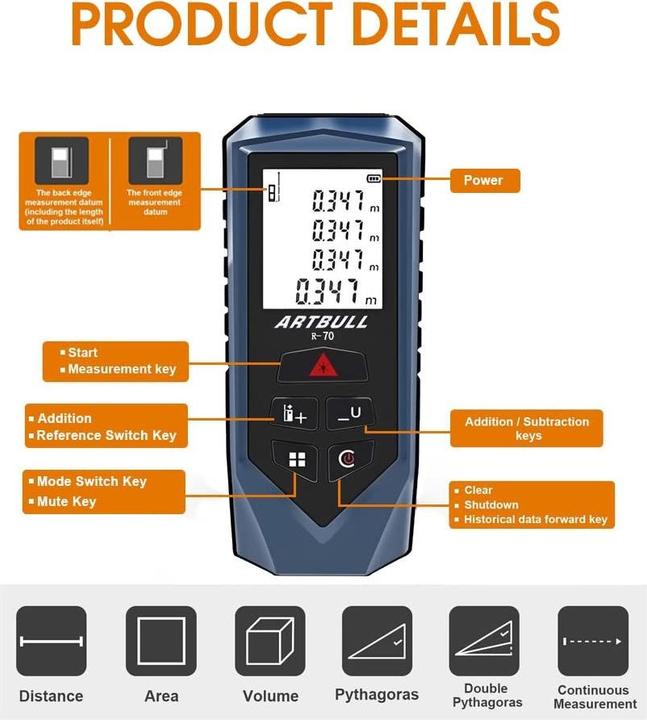 Produktbild Cbx 100m Laser-Entfernungsmesser R100, Digitales Distanzmessgerät, Lasermessgerät (100 m, 690 nm)