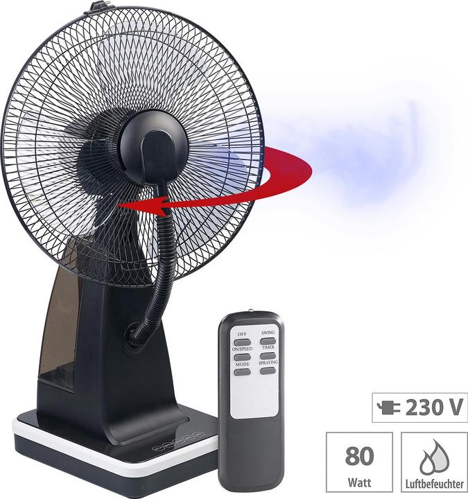 Actual product image Sichler Table fan with ultrasonic spray and remote control (65 dB)