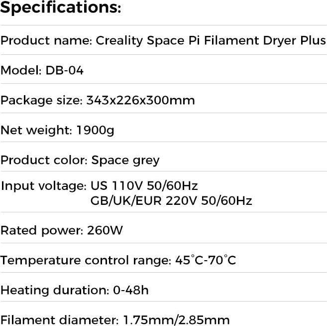 Actual product image Creality Space Dryer Pi (Accessories)