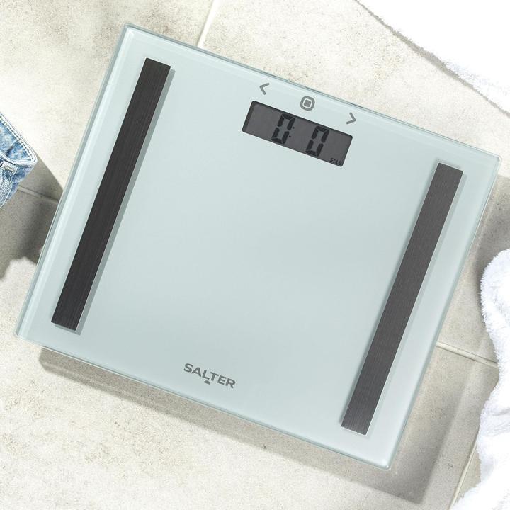 Actual product image Salter 9113 SV3RAREU16 Compact Glass Analyser Bathroom Scales - Silver (150 kg)