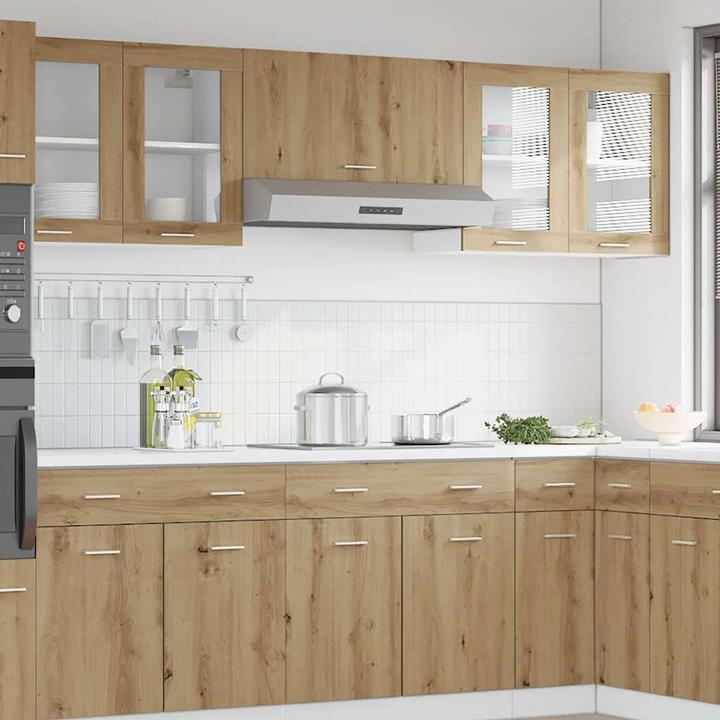Produktbild VidaXL Hängeglasschrank Artisan-Eiche 80x31x60 cm Holzwerkstoff Küchenschrank (80 x 31 x 60 cm)