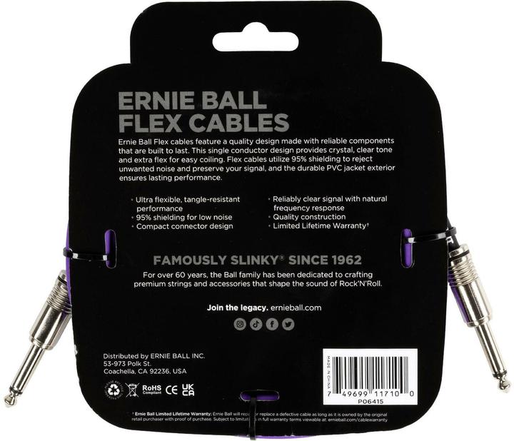 Image du produit Ernie Ball Câble d'instrument 6415 - 3.04 m, pourpre (3.05 m)