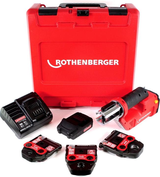 Produktbild Rothenberger ROMAX Compact TT 18V Akku Pressmaschine + 1x Akku 2,0Ah + Ladegerät + Pressbackenset + (390 mm)